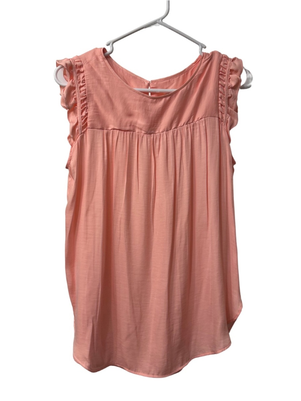 LOFT Pink Ruffle Sleeve Sleeveless Blouse Size Medium